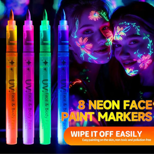 🎁New Year Special Deals £9.99!!⚡50K+ SOLD!🎁UV Glow Face and Body Paint Markers Set