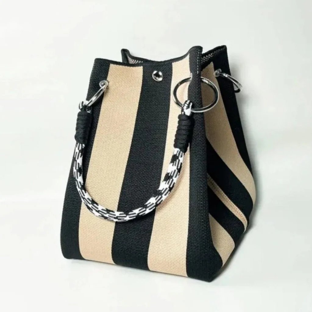 ๐ Limited-Time Sale: 60% OFF ๐ด Boho Striped Knit Bucket Handbag for Women โ Handmade Summer Beach Shoulder Bag