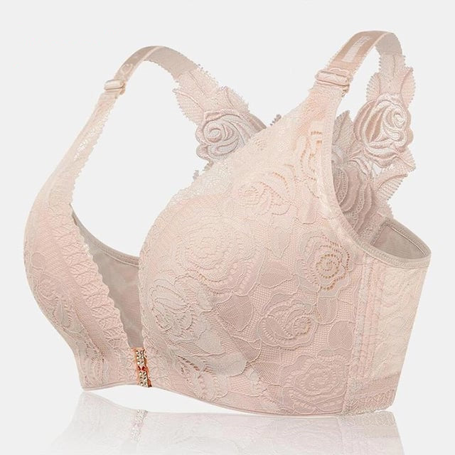 š„HOT SALEš„Rose Embroidery Front Closure Wirefree Bra