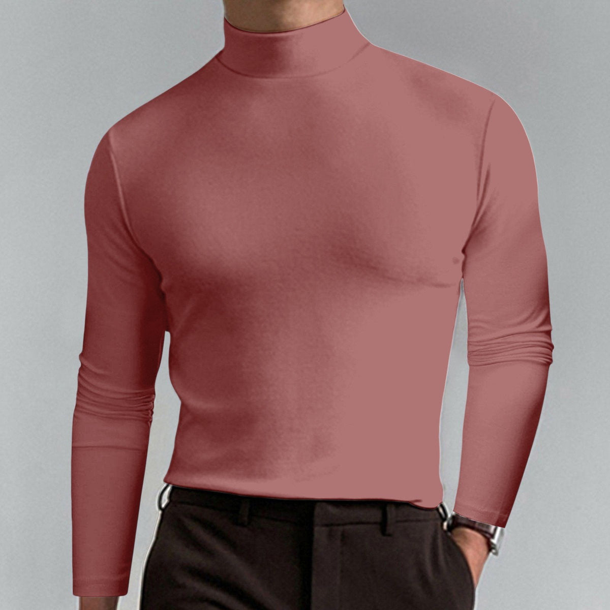 👕 60% OFF NOW!🔥 Men's High Neck Slim Fit T-Shirt - Stretchy & Breathable for Gym or Casual, Modern Style & Comfort 🏃♂️📦