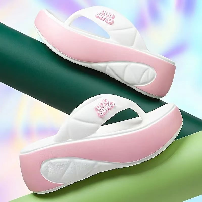 📢📢70% OFF !!!⏰Women's Summer Color-Block Soft Platform Flip Flops