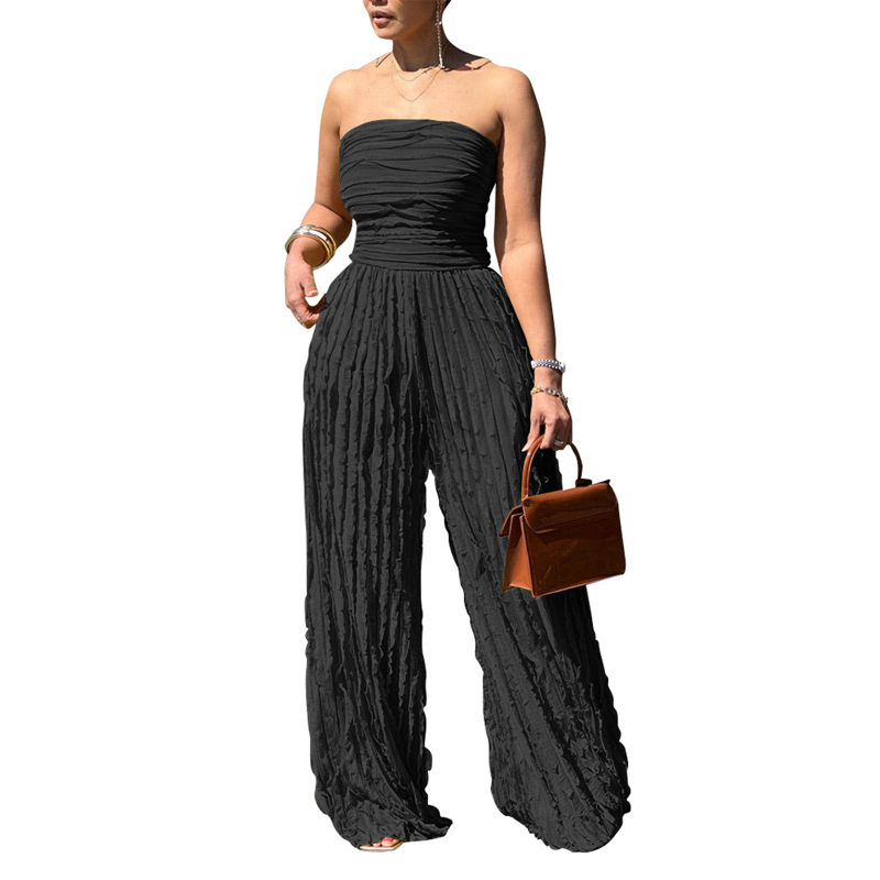 ⏳LAST DAY SALE 50% OFF💕Strapless Crinkle Wide-Leg Jumpsuit