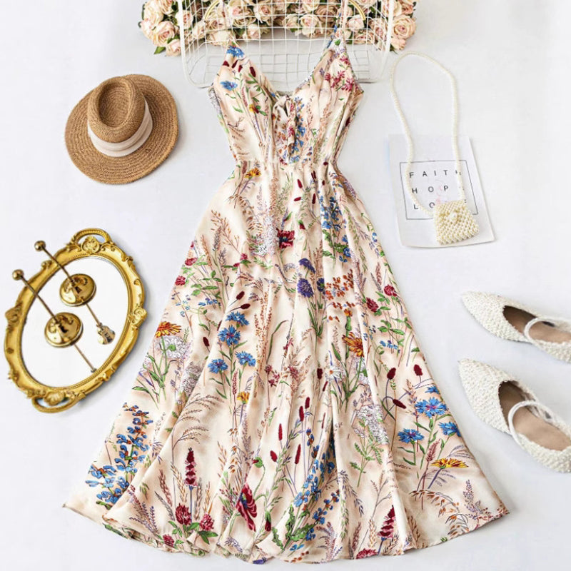 šNew Arrival 60% OFF!š„°Plus Size Floral Print Spaghetti Strap Midi Dress