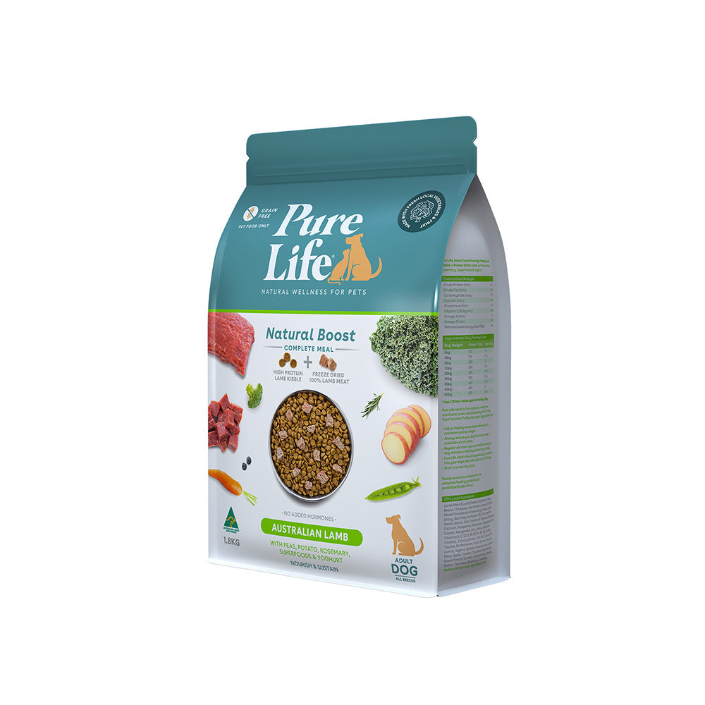 PURE LIFE Natural Boost Lamb Adult Dry Dog Food 8kg