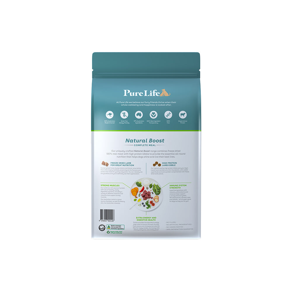 PURE LIFE Natural Boost Lamb Adult Dry Dog Food 8kg