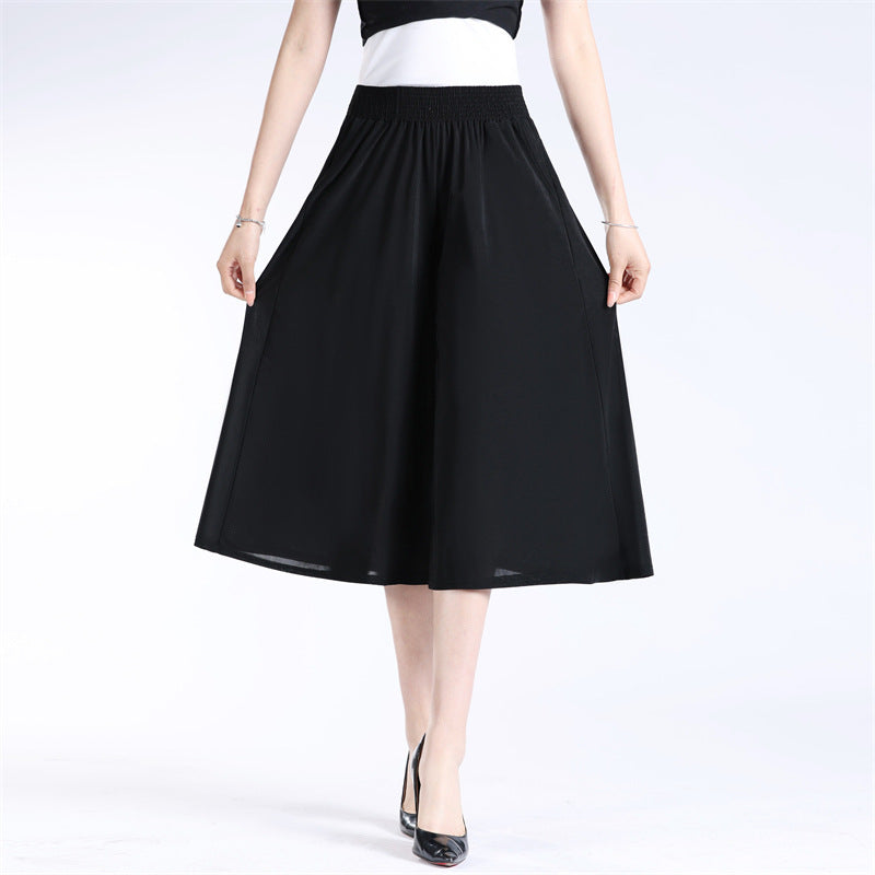 🔥Hot Sale-50% OFF🔥Women's High Elastic Waist Pleated Chiffon Wide Leg Culottes