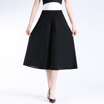 🔥Hot Sale-50% OFF🔥Women's High Elastic Waist Pleated Chiffon Wide Leg Culottes