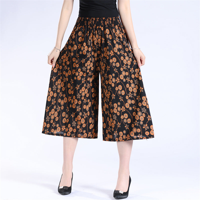 🔥Hot Sale-50% OFF🔥Women's High Elastic Waist Pleated Chiffon Wide Leg Culottes