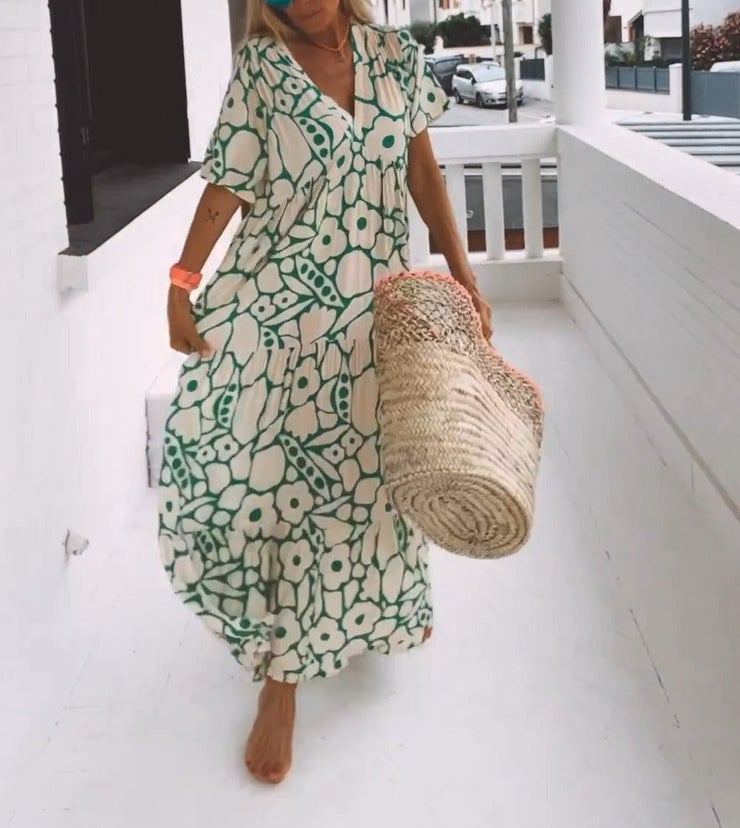 💖SUMMER HOT SALE🎁 2025 New Short-sleeved Printed Dress