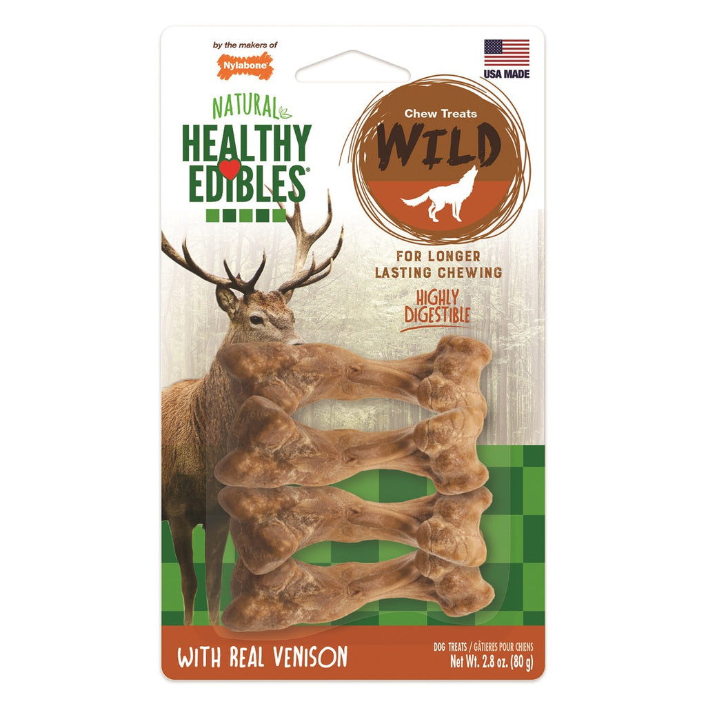 Nylabone Natural Healthy Edibles Dog Chew Treats Long Lasting Wild Venison Bone