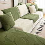 Modern Leaf Jacquard Water-Repellent Anti-Scratch Stretch Full Wrap Sectional Couch Cover