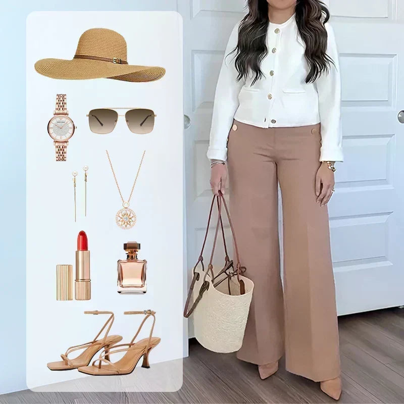 👖LAST DAY - 49% OFF!!✨High-Waist Wide Leg Pants – Figure-Flattering, 3 Adjustable Lengths & Super Stretch 🏃‍♀️
