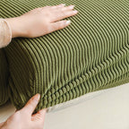 Vertical Stripe Corduroy Anti-Scratch Stretch Full-Cover Sectional Couch Cover
