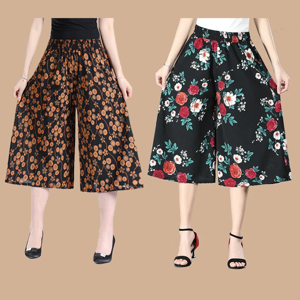 🔥Hot Sale-50% OFF🔥Women's High Elastic Waist Pleated Chiffon Wide Leg Culottes
