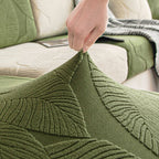 Modern Leaf Jacquard Water-Repellent Anti-Scratch Stretch Full Wrap Sectional Couch Cover