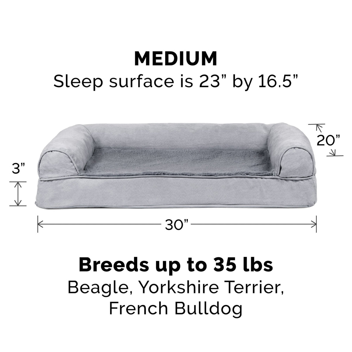 FurHaven Plush & Suede Orthopedic Sofa Dog Bed - Large, Gray