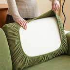 Vertical Stripe Corduroy Anti-Scratch Stretch Full-Cover Sectional Couch Cover