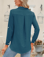 Limited Deal 8-Pack Women's Crinkled Roll-Tab Button Front Blouses