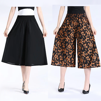 🔥Hot Sale-50% OFF🔥Women's High Elastic Waist Pleated Chiffon Wide Leg Culottes