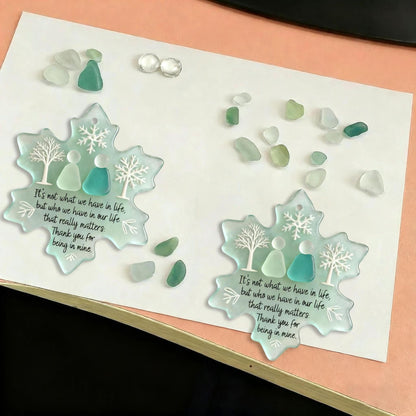 🌊Snowflake-Shaped Sea Glass Friendship Decor💝Shaped by Nature & Crafted by Hand!