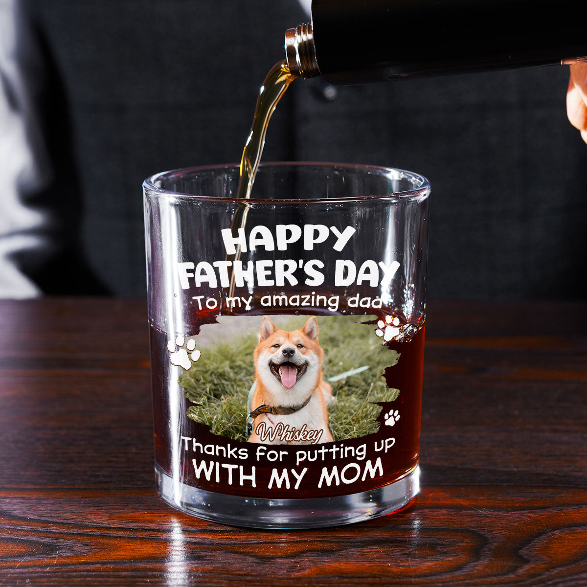 Putting Up With Funny Dad Photo - Personalized Whiskey Glass