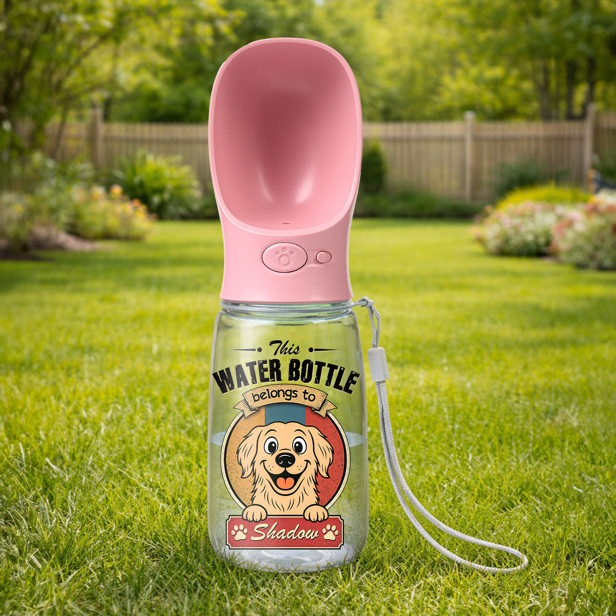 Retro Dog - Personalized Pet Water Bottle With Drinking Feeder