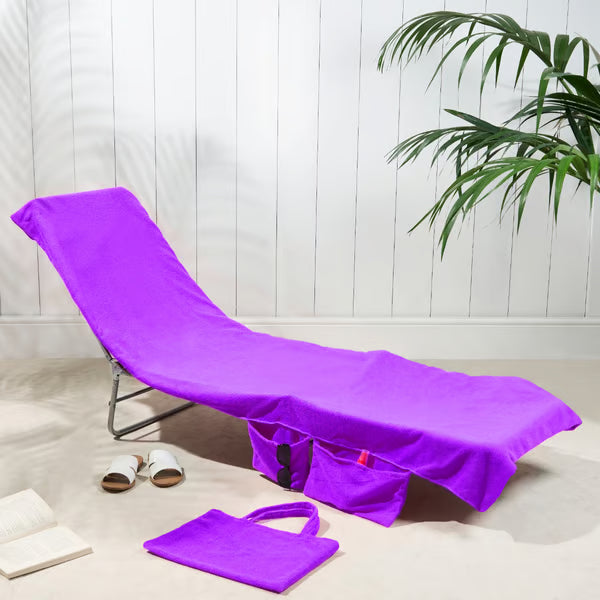 🏖️Summer Hot Sale - ONLY ￡14.99!!⚡50K+ SOLD!🌞🌊Sun Lounger Towel in Bag with Pockets Storage