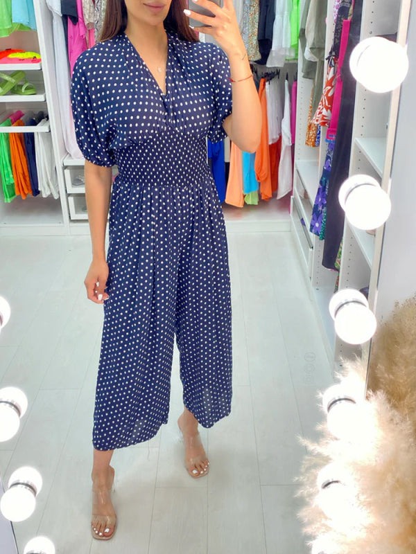 🔥HOT SALE 50% OFF🔥Polka Dot Printed Elastic Waist Jumpsuit