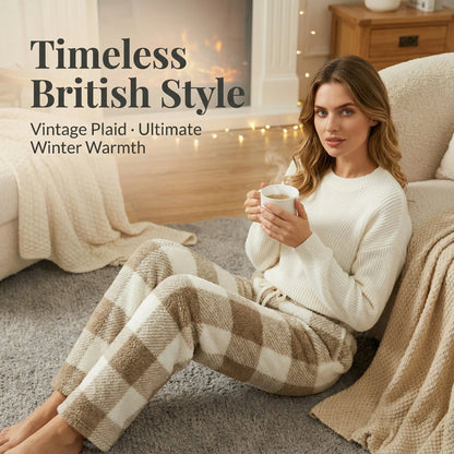 ❄️Winter Hot Sale 50% OFF🔥Winter Vintage Plaid Elastic Straight Loose Thick Warm Casual Pants