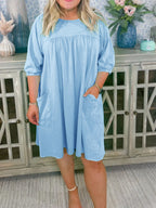 🌈Acid Washed Flowy Casual Dress With Large Pockets