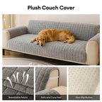 One-Piece Soft Pet-Friendly Short Plush Sofa Protection Non-Slip Couch Cover