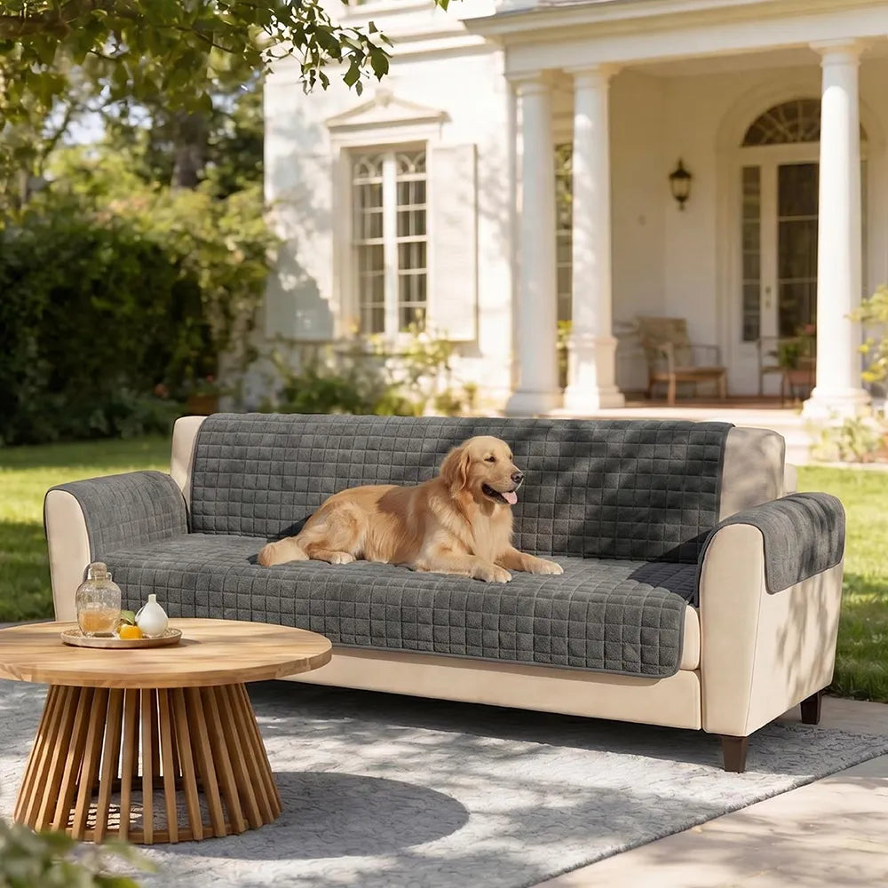 One-Piece Soft Pet-Friendly Short Plush Sofa Protection Non-Slip Couch Cover