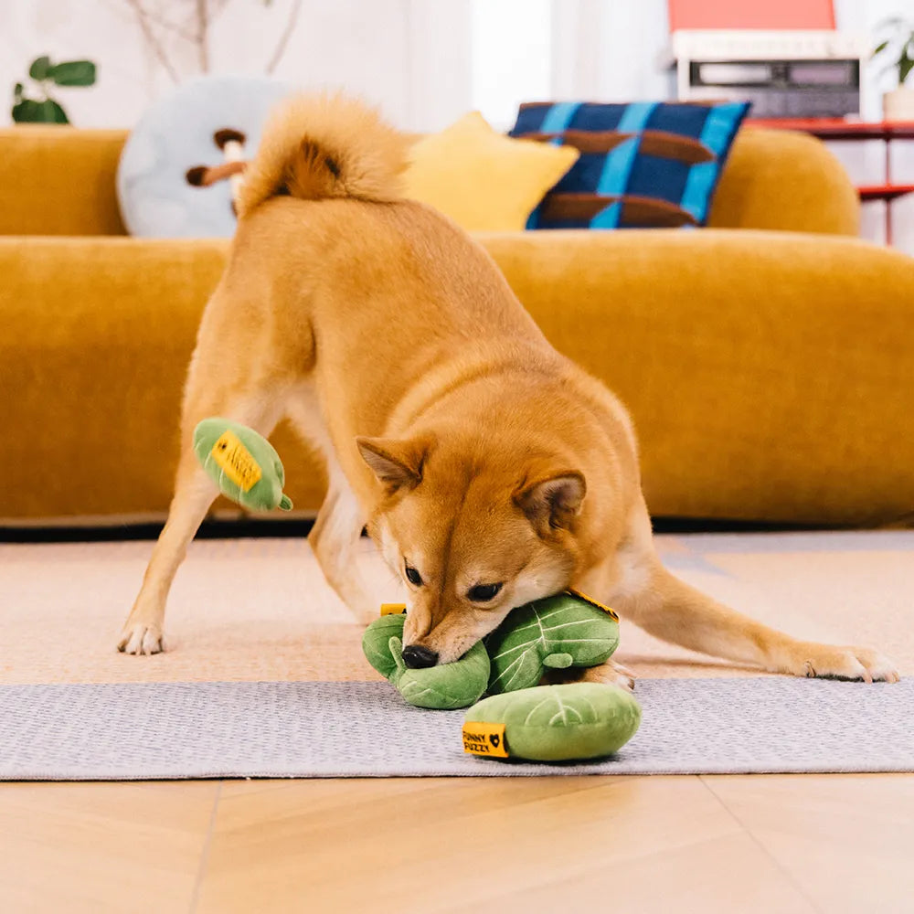 SnugNest Textured Leaf-Shaped Squeaky Dog Toy
