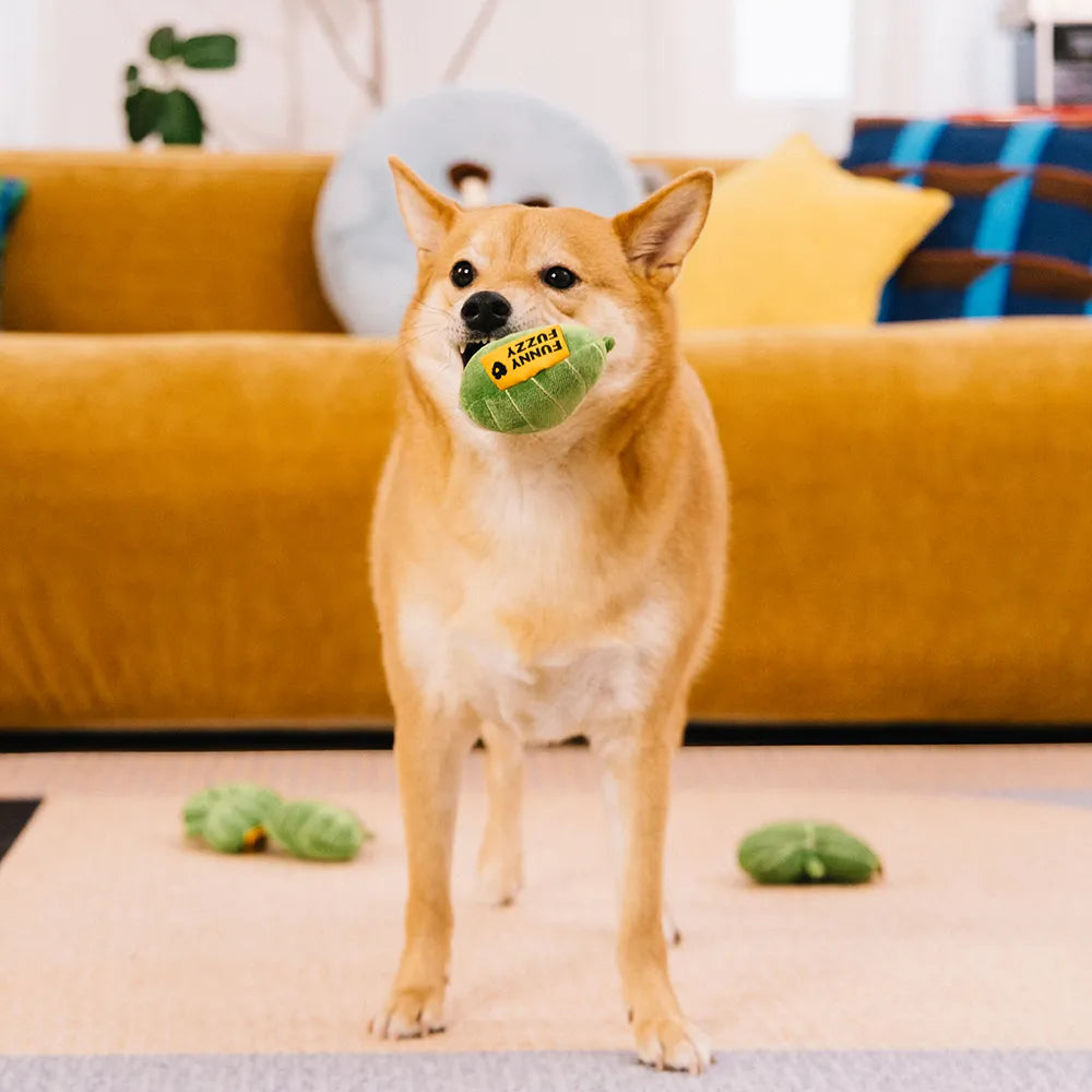 SnugNest Textured Leaf-Shaped Squeaky Dog Toy
