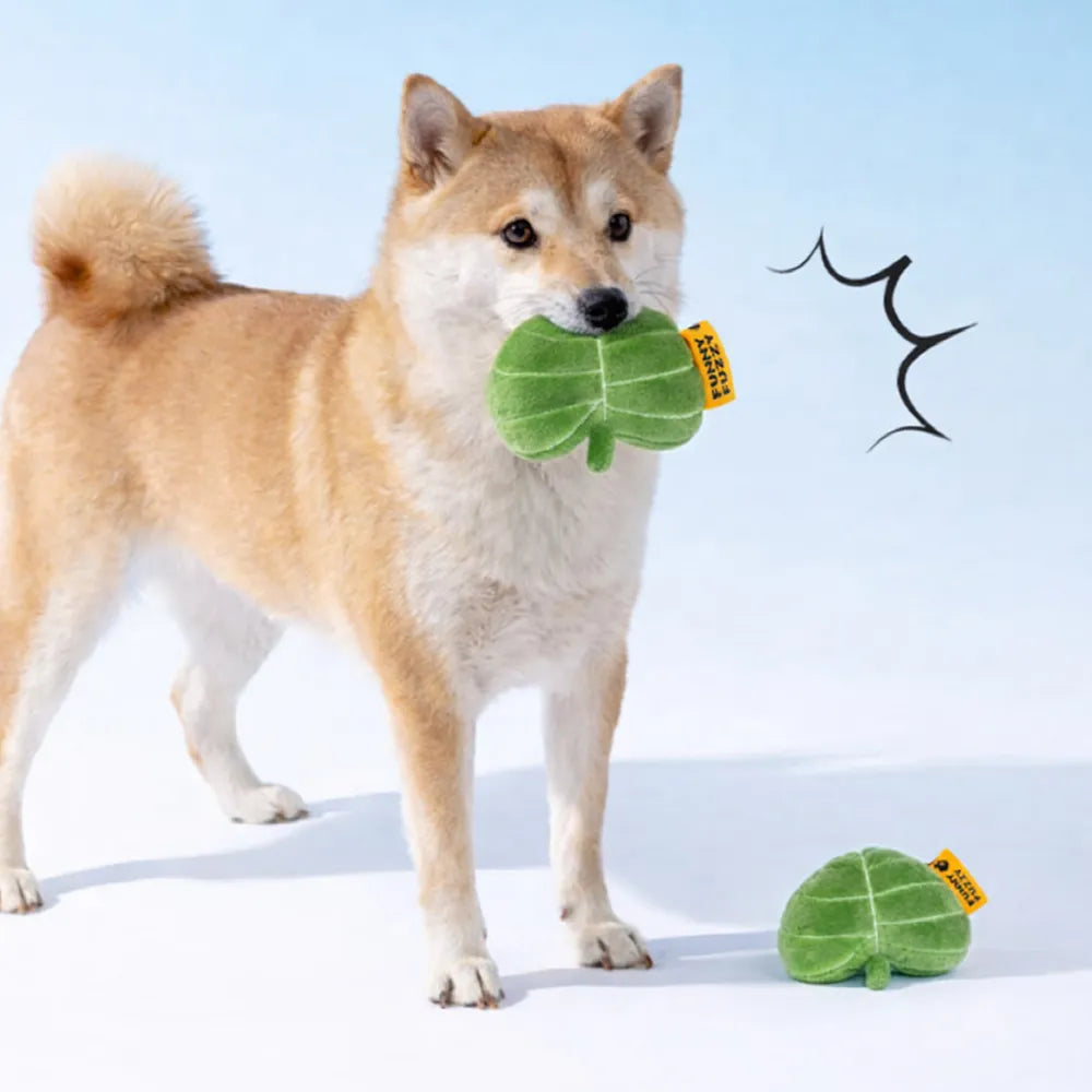 SnugNest Textured Leaf-Shaped Squeaky Dog Toy
