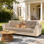 One-Piece Plush Scratch-Resistant Large Sectional Couch Covers with Elastic Straps