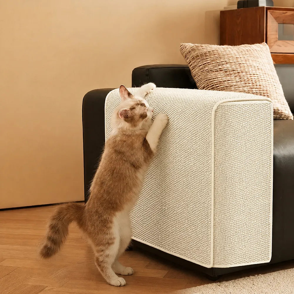 Adjustable Faux Sisal Scratch-Resistant Sofa Armrest Protector Cover for Cats