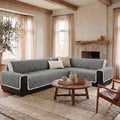 One-Piece Plush Scratch-Resistant Large Sectional Couch Covers with Elastic Straps