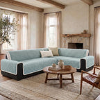 One-Piece Plush Scratch-Resistant Large Sectional Couch Covers with Elastic Straps