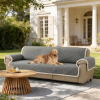 One-Piece Plush Scratch-Resistant Large Sectional Couch Covers with Elastic Straps