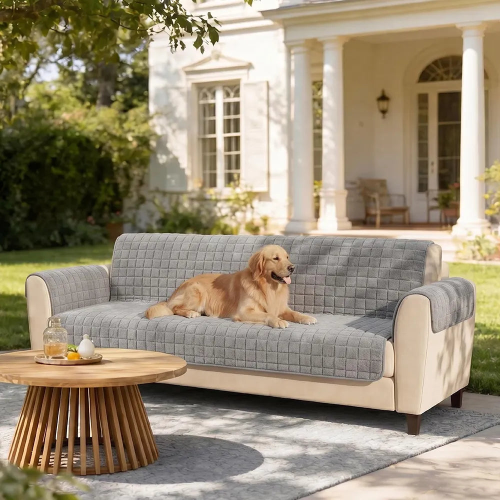 One-Piece Soft Pet-Friendly Short Plush Sofa Protection Non-Slip Couch Cover