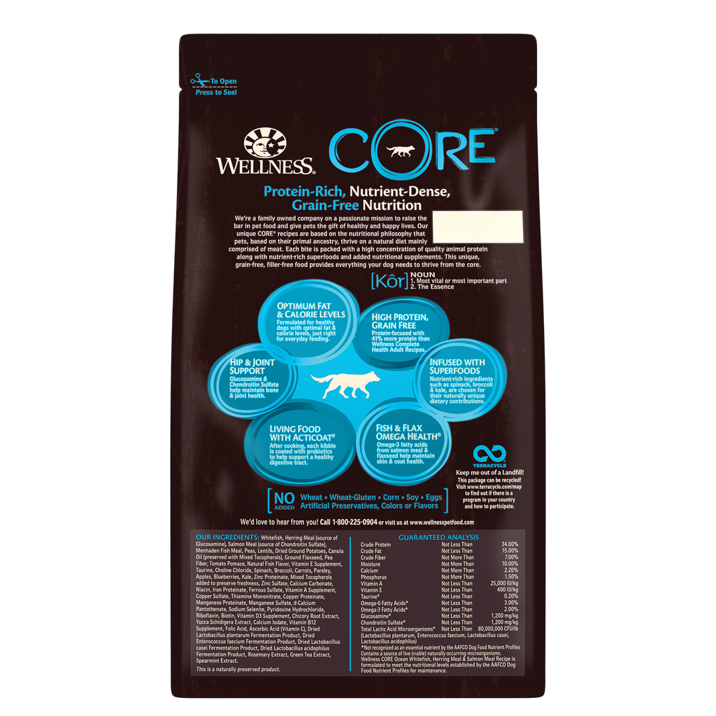 Wellness Core Dry Dog Food Grain Free Ocean: Whitefish, Herring & Salmon
