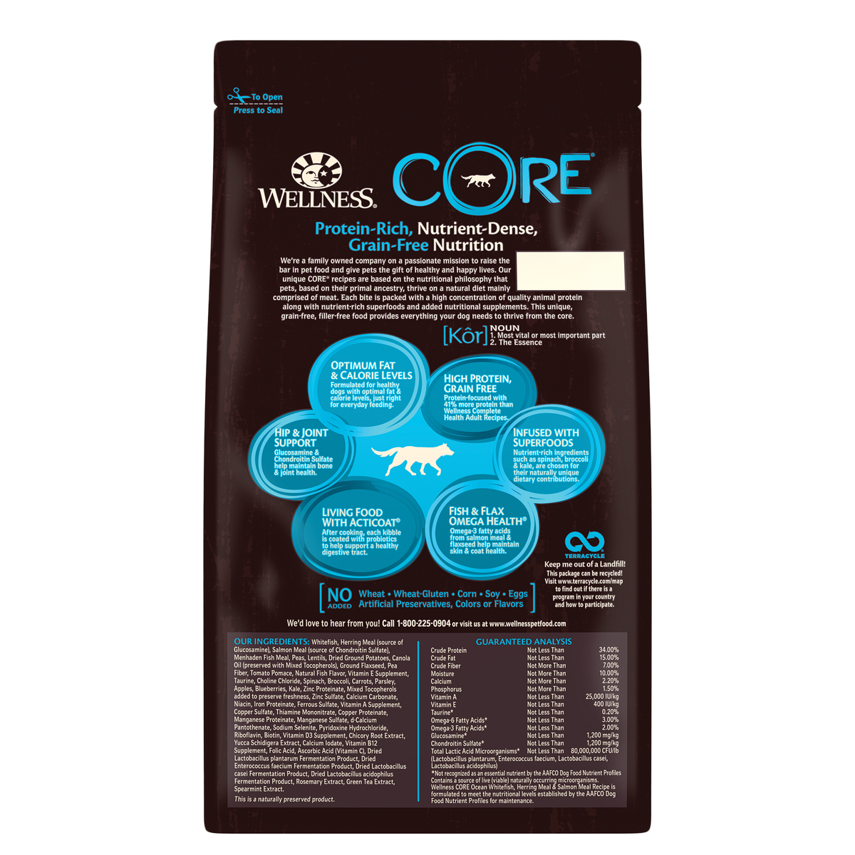 Wellness Core Dry Dog Food Grain Free Ocean: Whitefish, Herring & Salmon