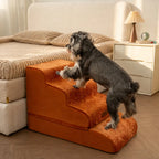 Plush Velvet 2-in-1 Foam Dog Stairs for Beds & Couches