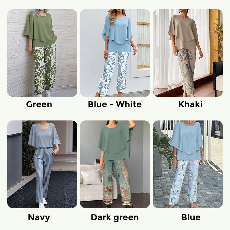 🔥LAST DAY SALE - 60% OFF🔥Women’s Printed Pants and Crew Neck Top Set