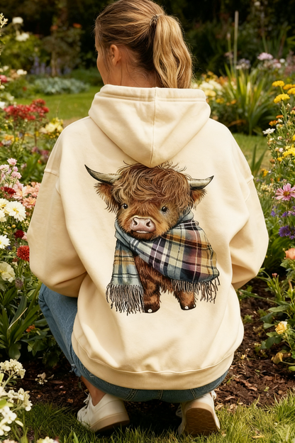 🎅CHRISTMAS SALE 50% OFF!!❤️‍🔥🐂Cute Highland Cow Cozy Fleece-Lined Hooded Sweatshirt