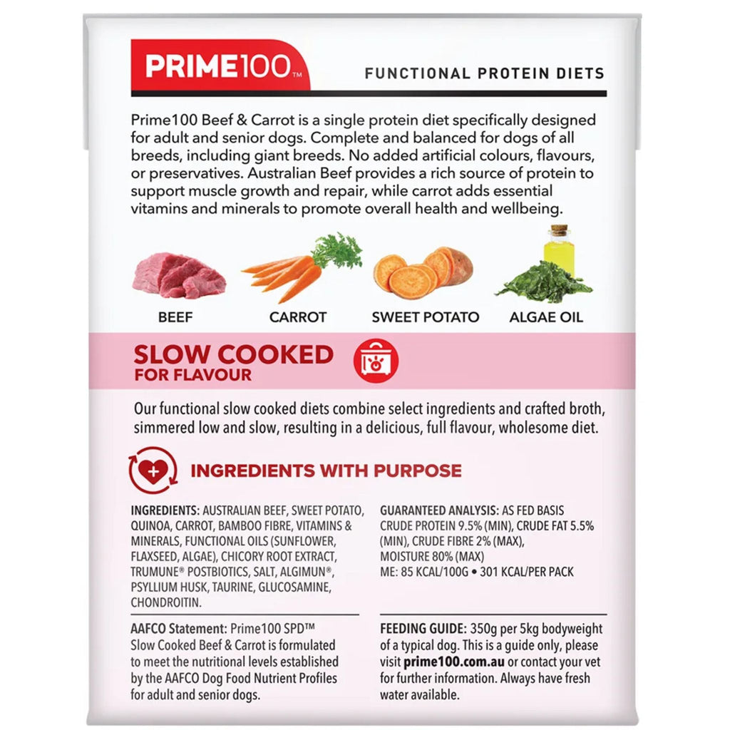 Prime100 SPD Slow Cooked Wet Dog Food Beef & Carrot