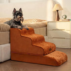 Plush Velvet 2-in-1 Foam Dog Stairs for Beds & Couches