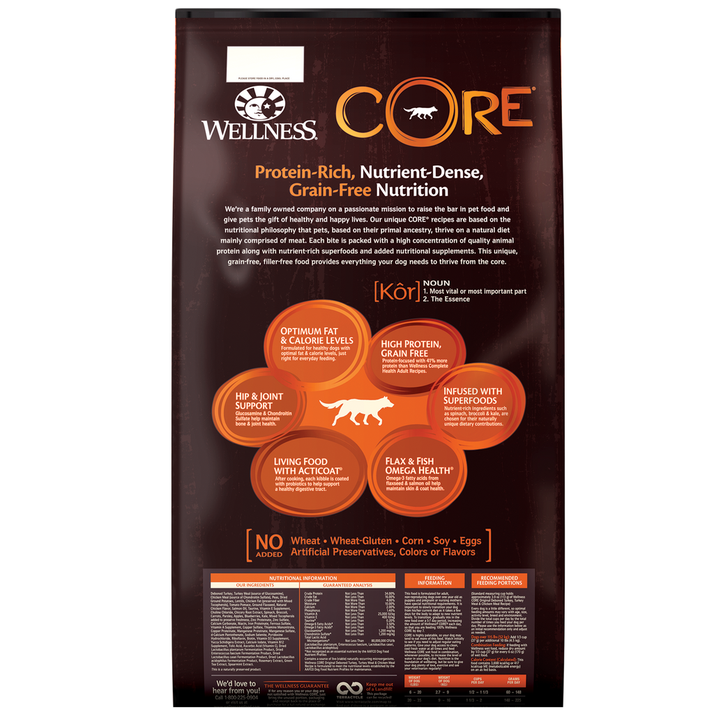Wellness Core Dry Dog Food Grain Free Original: Chicken & Turkey