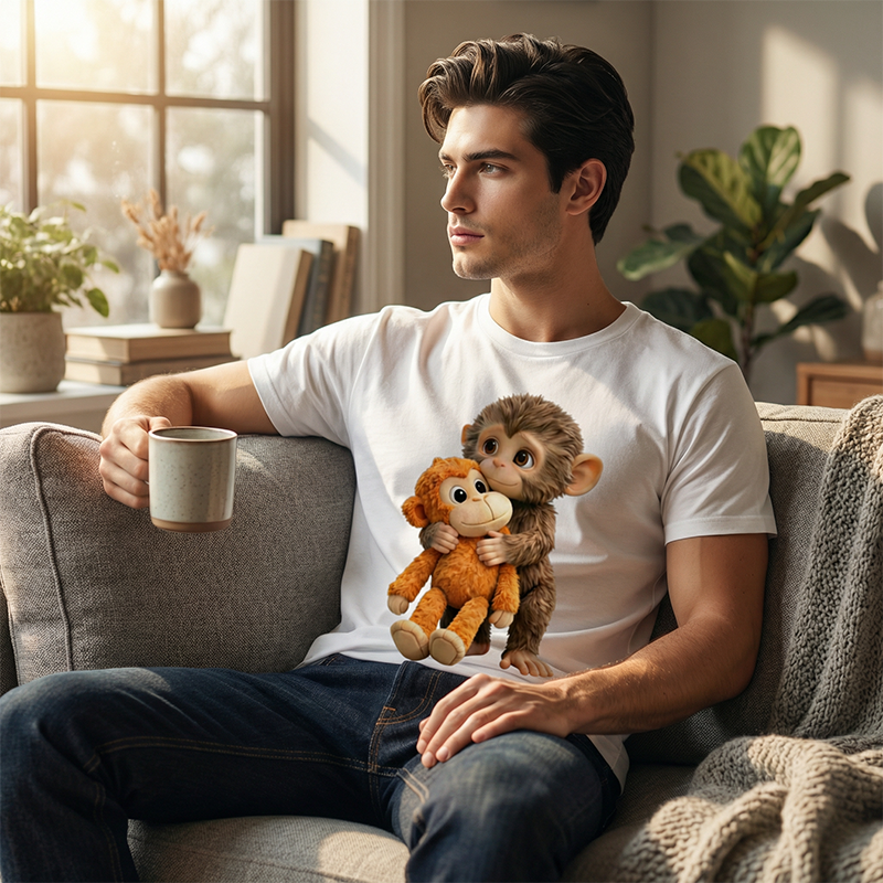 💥Summer Hot Sale 50% OFF💥Unisex Monkey Hugging Toy Graphic T-Shirt